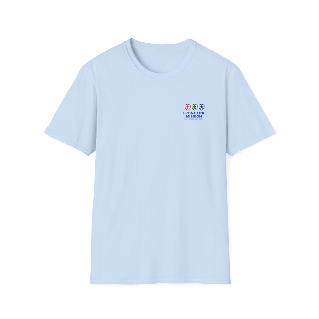 Front Line Mission Logo T‑Shirt — Small Chest Emblem Comfort Tee