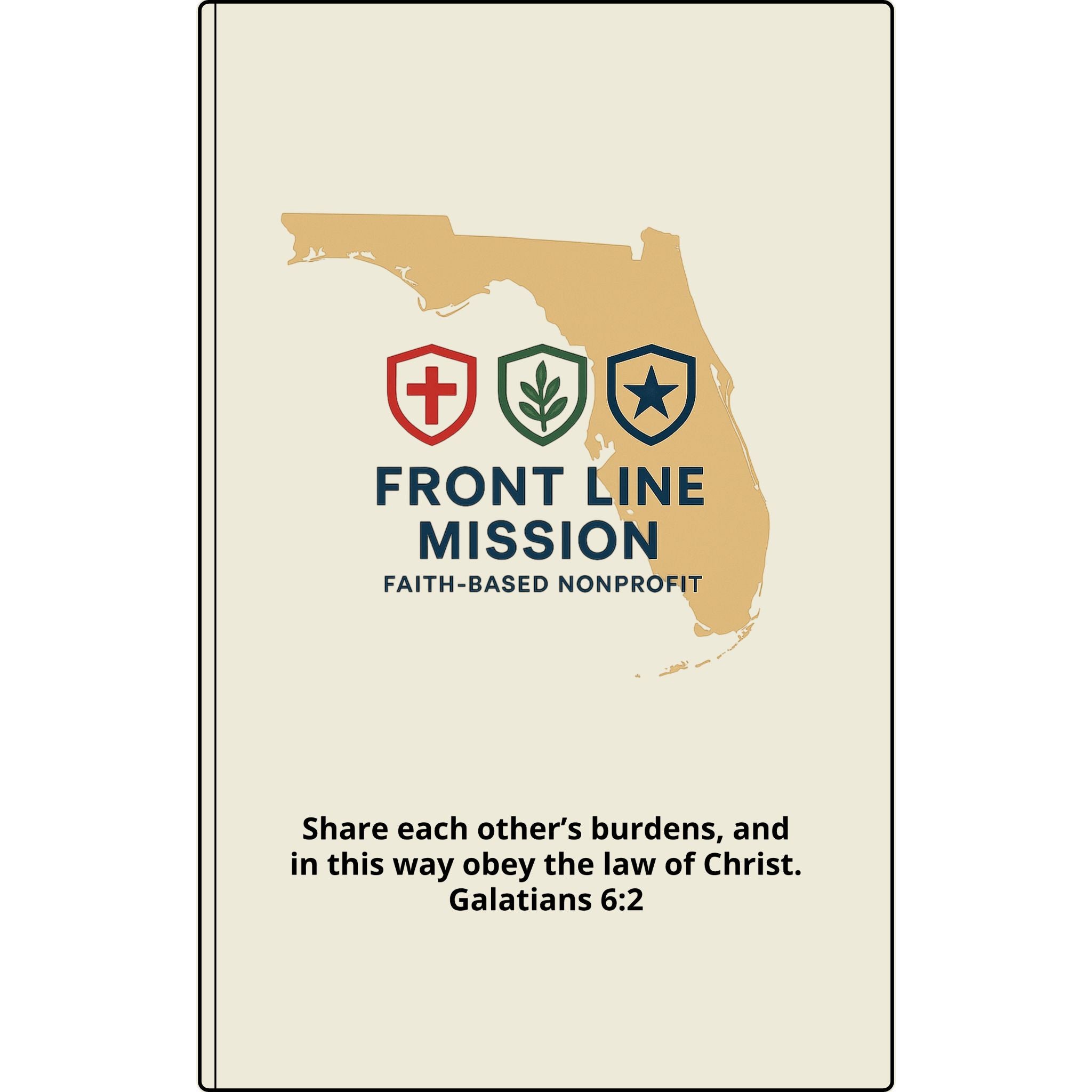 Vegan Leather Journal — Front Line Mission Engraved Faith-Based Notebook (Galatians 6:2)