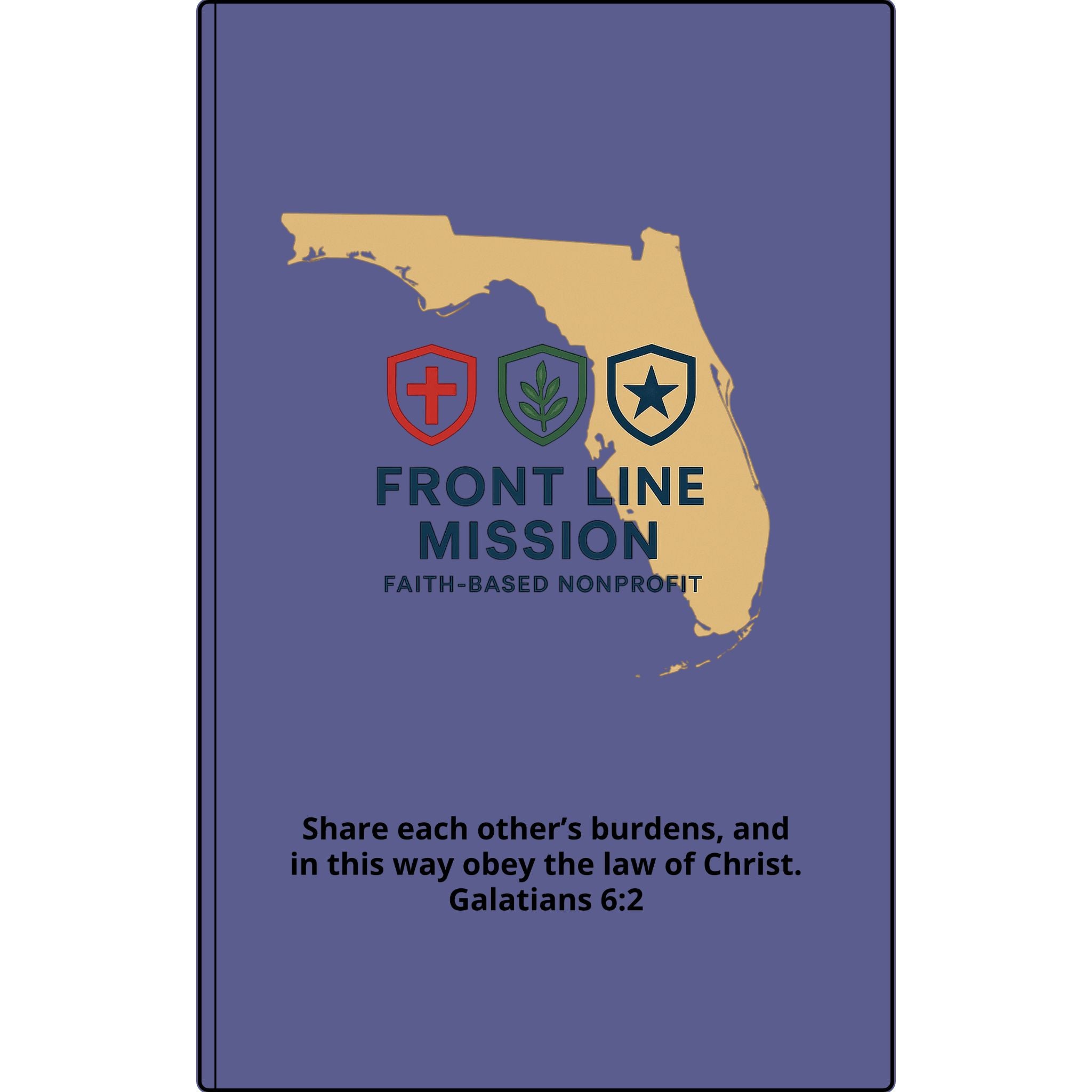 Vegan Leather Journal — Front Line Mission Engraved Faith-Based Notebook (Galatians 6:2)