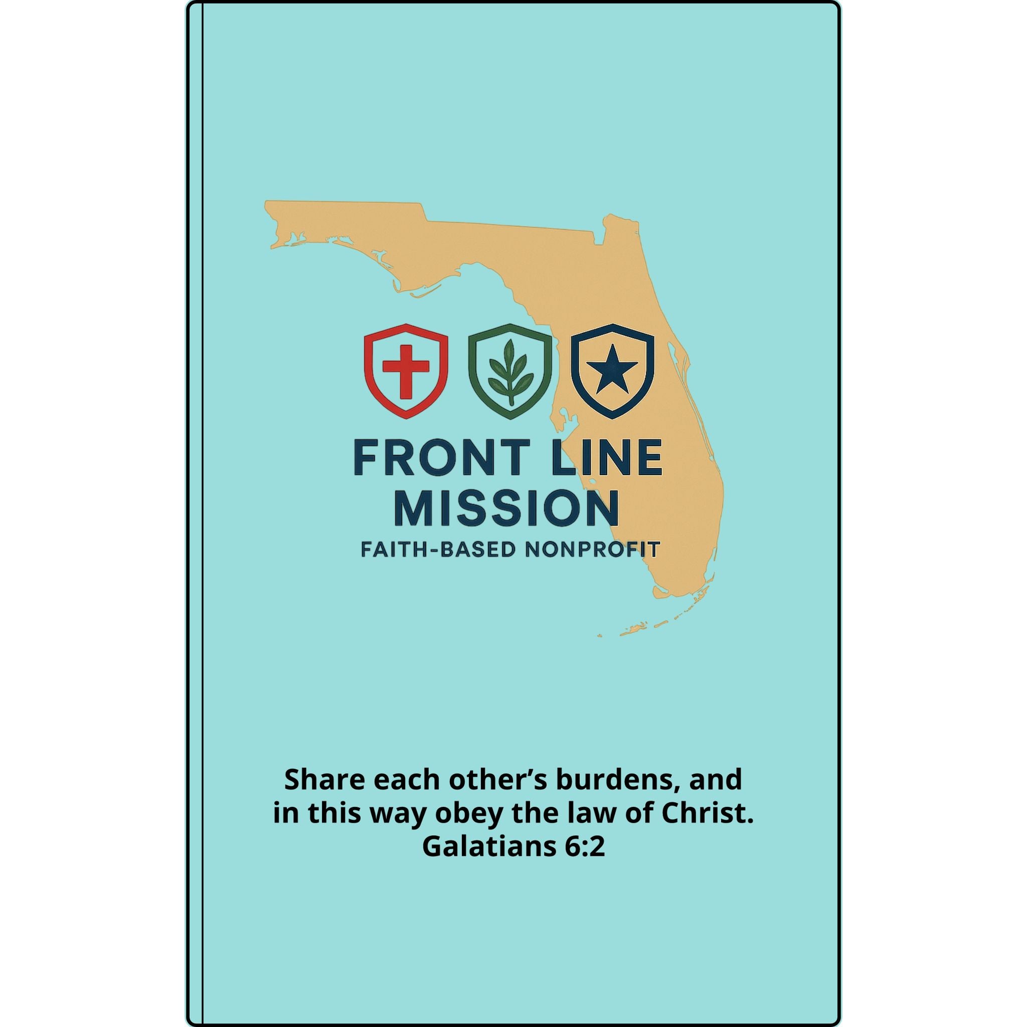 Vegan Leather Journal — Front Line Mission Engraved Faith-Based Notebook (Galatians 6:2)