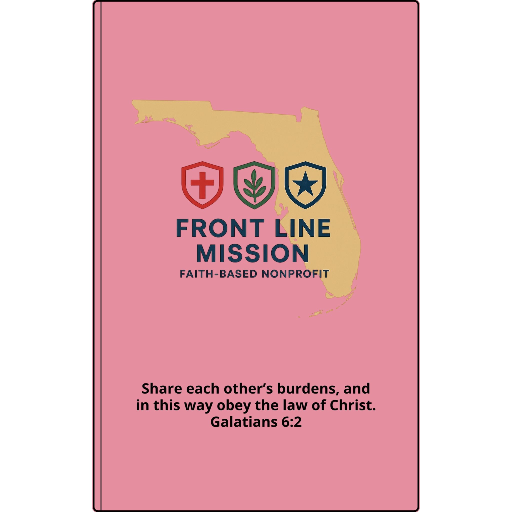Vegan Leather Journal — Front Line Mission Engraved Faith-Based Notebook (Galatians 6:2)