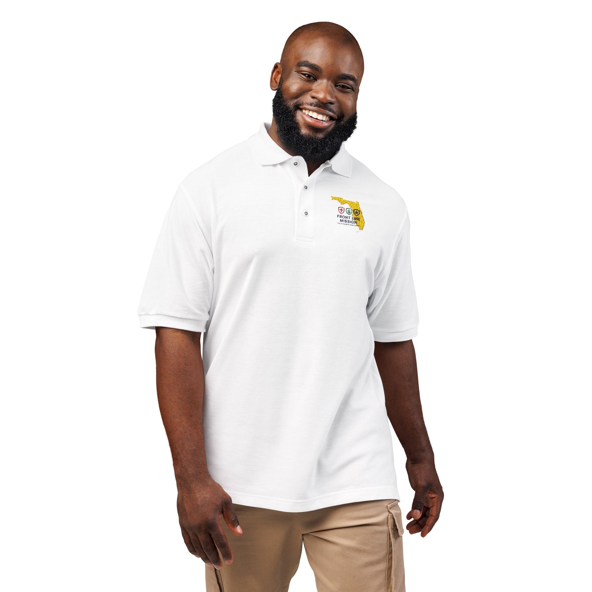 Florida Floral Map Embroidered Polo Shirt