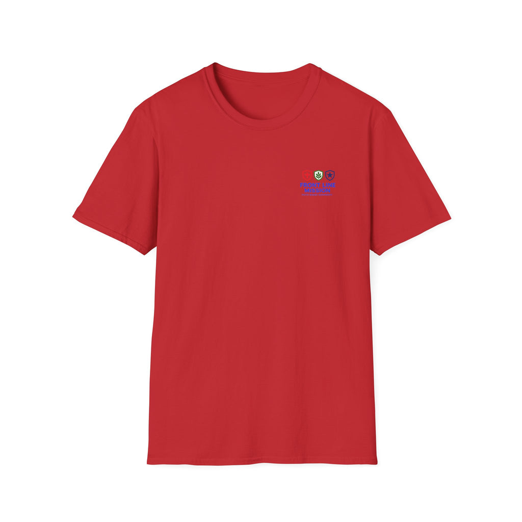 Front Line Mission Logo T‑Shirt — Small Chest Emblem Comfort Tee