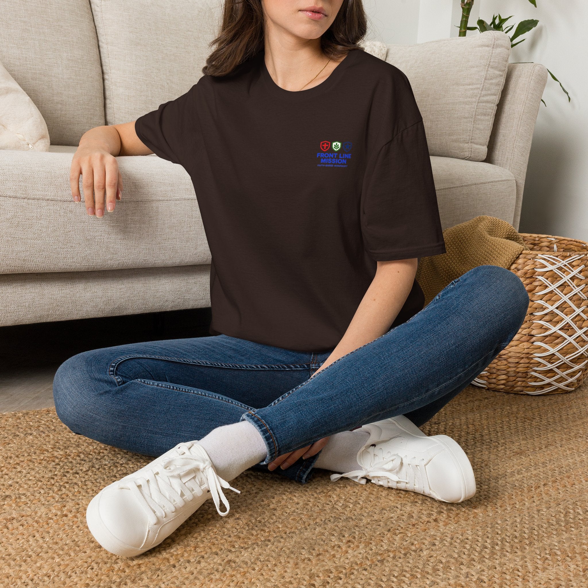 Front Line Mission Logo T‑Shirt — Small Chest Emblem Comfort Tee