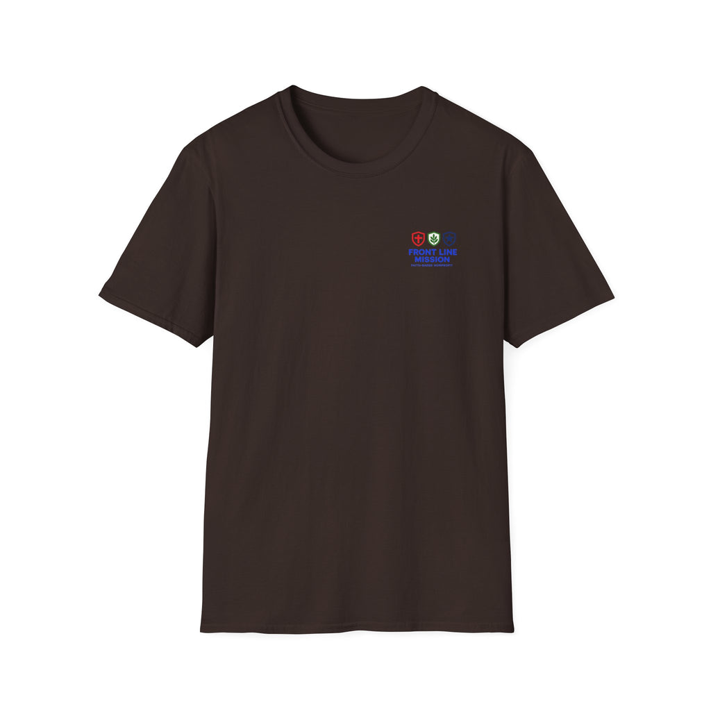 Front Line Mission Logo T‑Shirt — Small Chest Emblem Comfort Tee