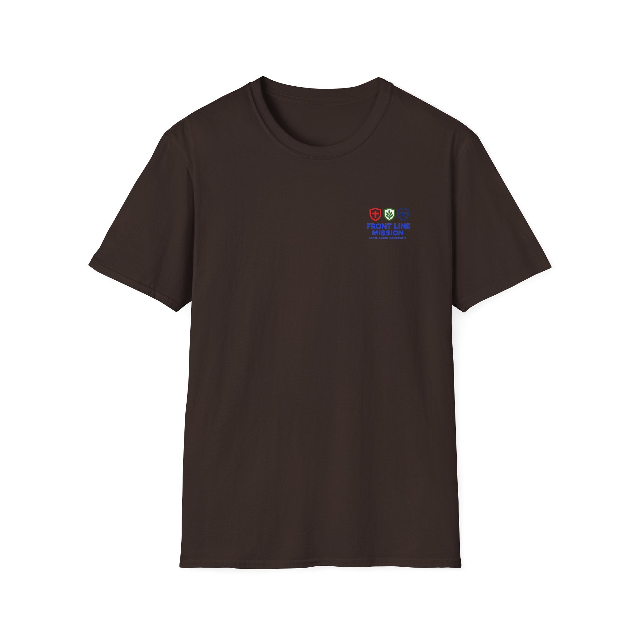 Front Line Mission Logo T‑Shirt — Small Chest Emblem Comfort Tee