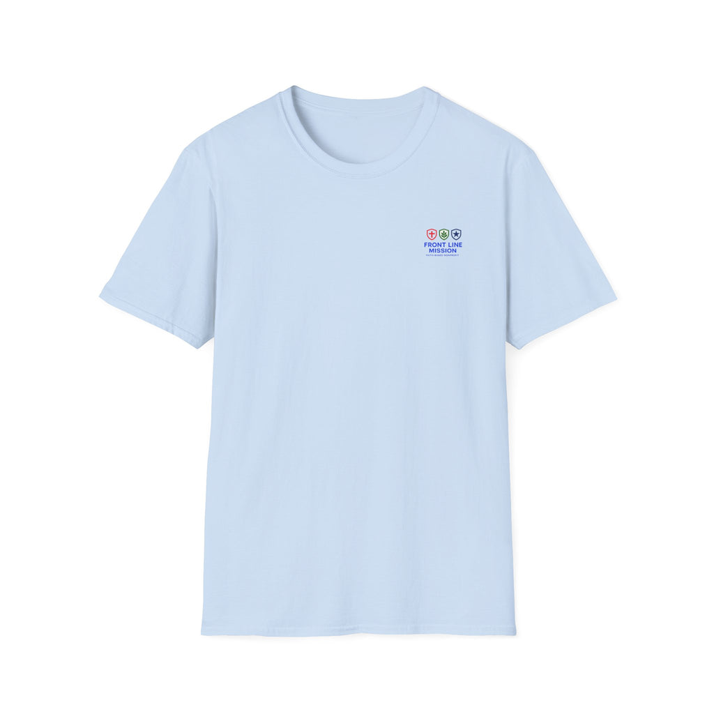 Front Line Mission Logo T‑Shirt — Minimal Small Chest Graphic