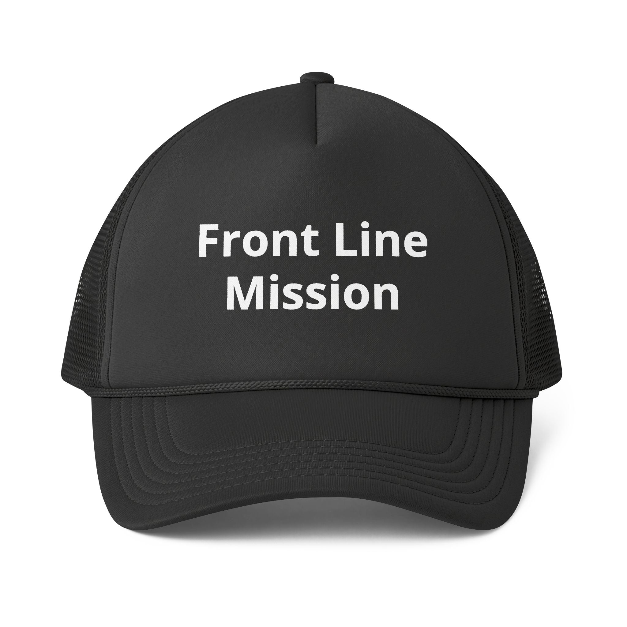 Frontline Mission Trucker Cap — Embroidered Foam Mesh-Back Hat
