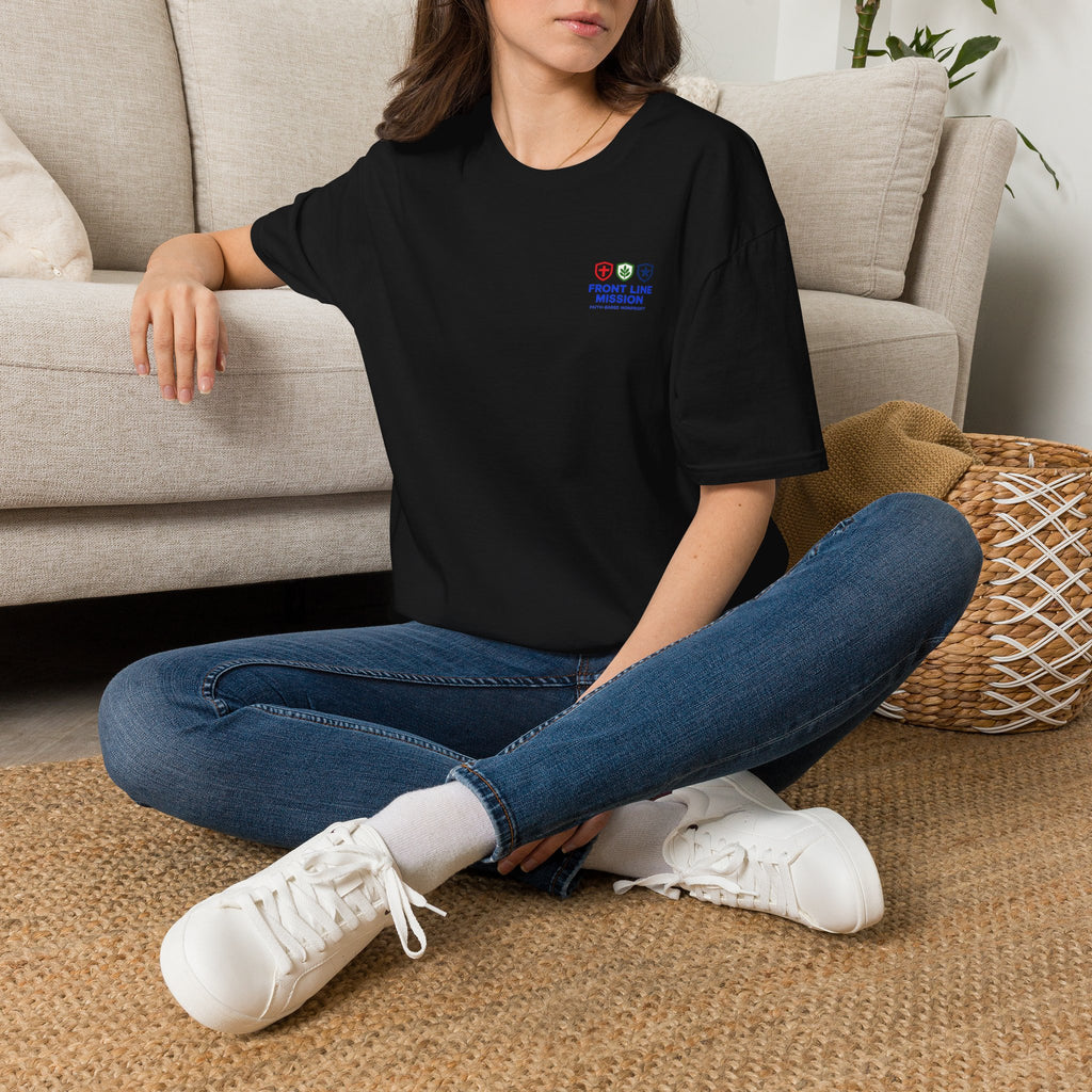 Front Line Mission Logo T‑Shirt — Small Chest Emblem Comfort Tee