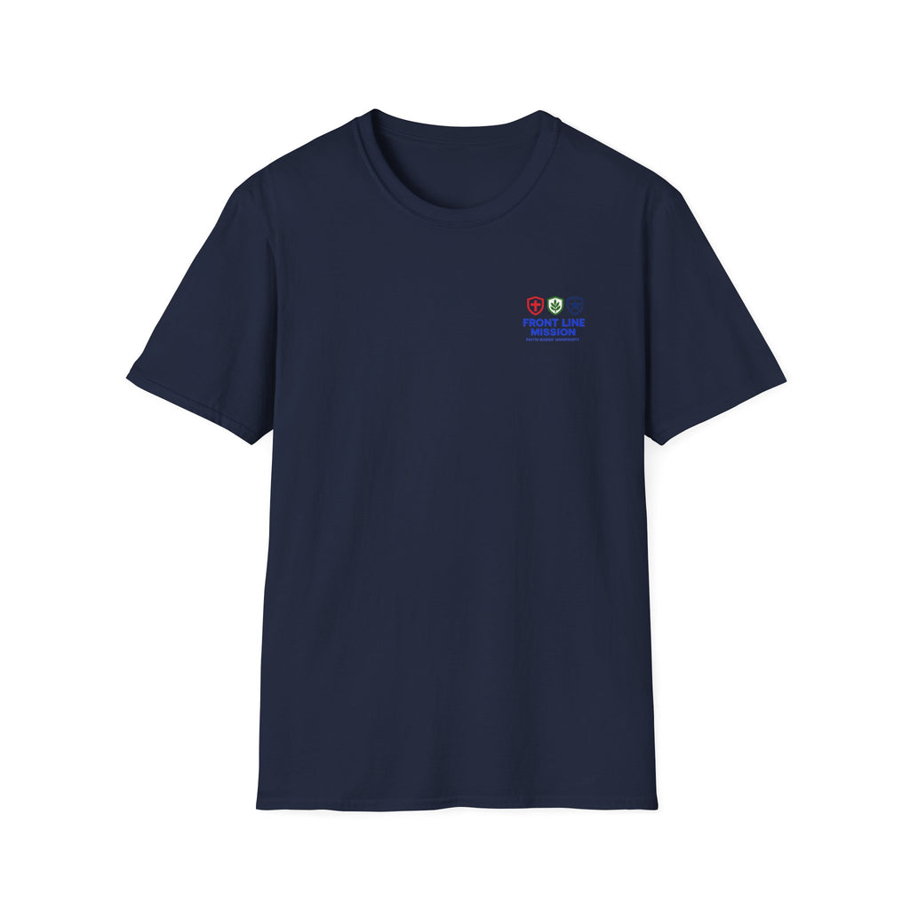 Front Line Mission Logo T‑Shirt — Small Chest Emblem Comfort Tee