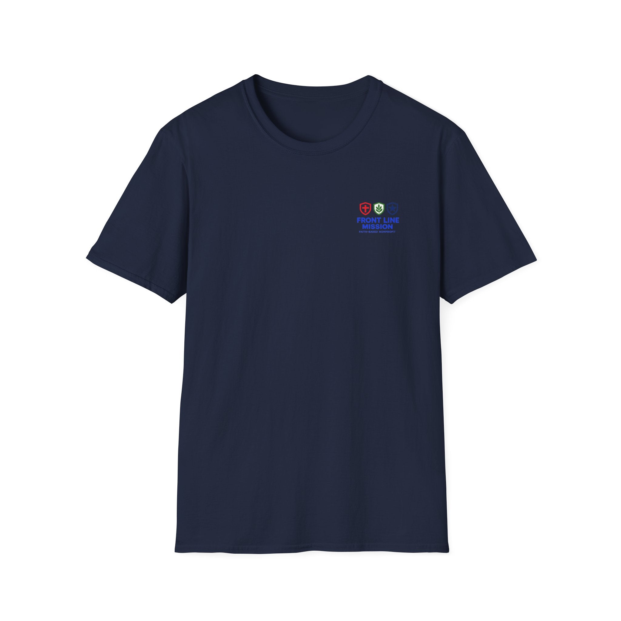 Front Line Mission Logo T‑Shirt — Small Chest Emblem Comfort Tee