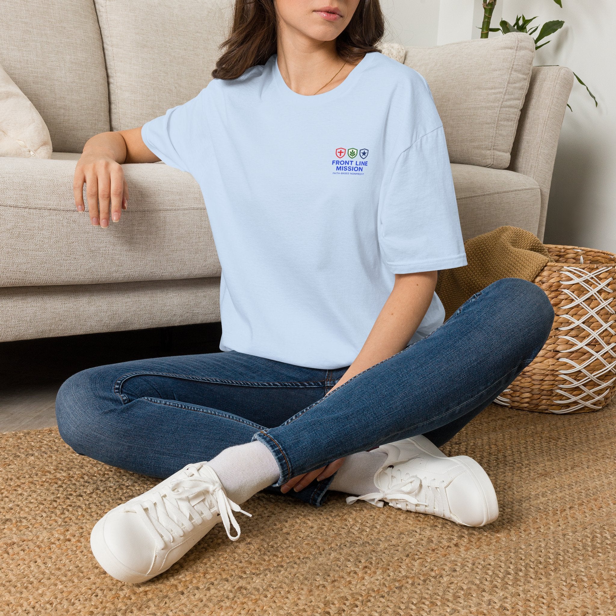 Front Line Mission Logo T‑Shirt — Small Chest Emblem Comfort Tee