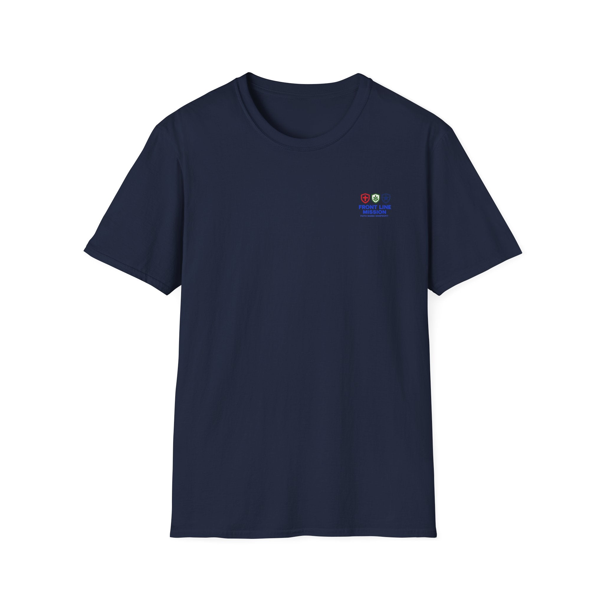 Front Line Mission Logo T‑Shirt — Minimal Small Chest Graphic
