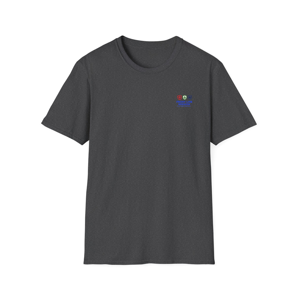 Front Line Mission Logo T‑Shirt — Minimal Small Chest Graphic