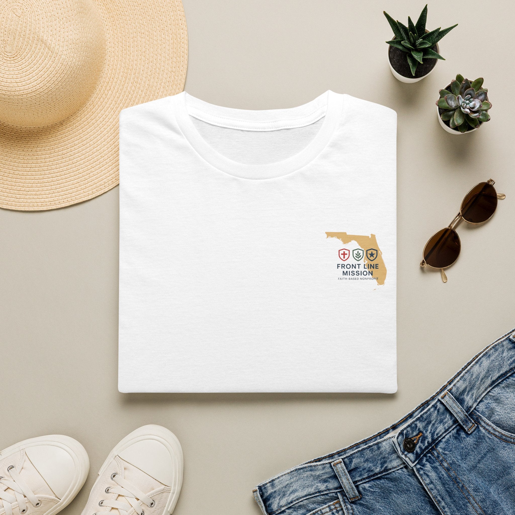 Florida Front Line Mission Tee — Small Chest Logo Volunteer/Charity T-Shirt