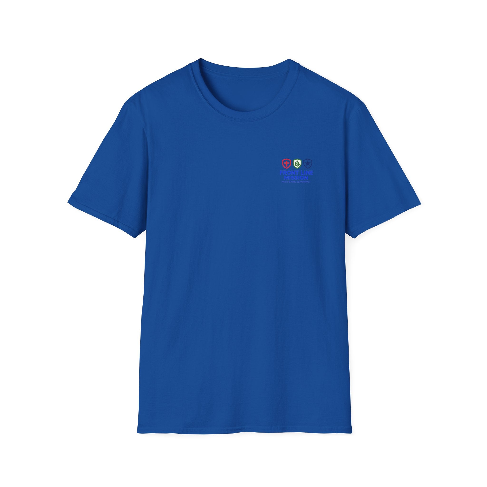 Front Line Mission Logo T‑Shirt — Small Chest Emblem Comfort Tee