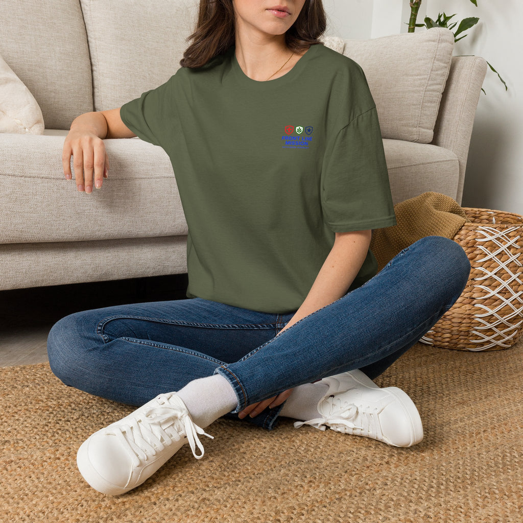 Front Line Mission Logo T‑Shirt — Small Chest Emblem Comfort Tee