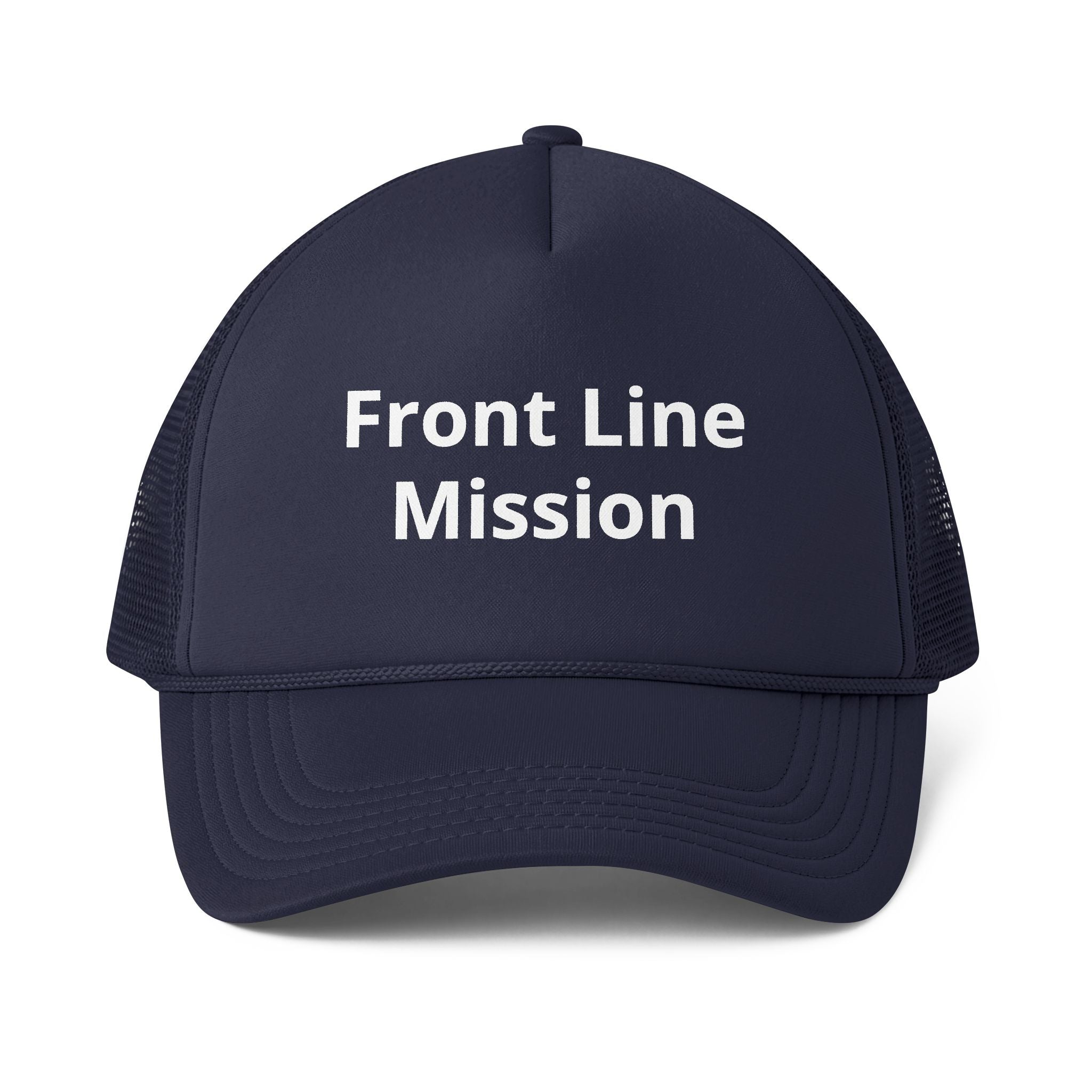 Frontline Mission Trucker Cap — Embroidered Foam Mesh-Back Hat