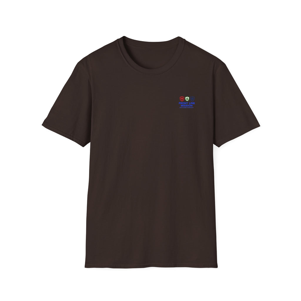 Front Line Mission Logo T‑Shirt — Minimal Small Chest Graphic
