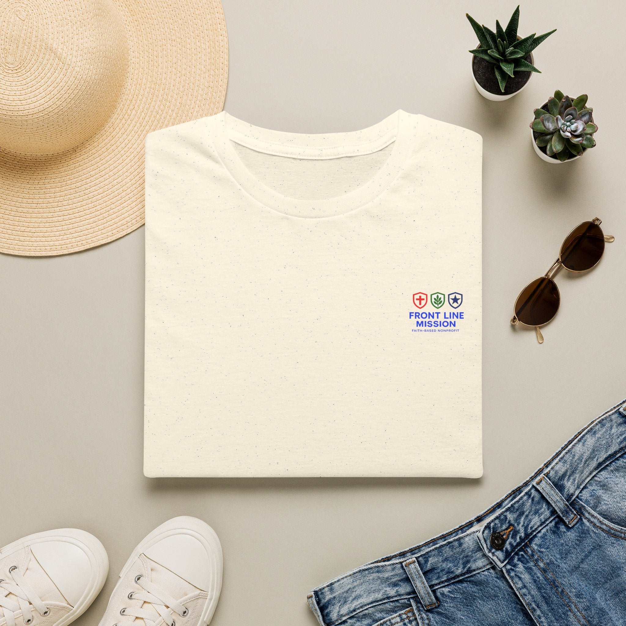 Front Line Mission Logo T‑Shirt — Minimal Small Chest Graphic