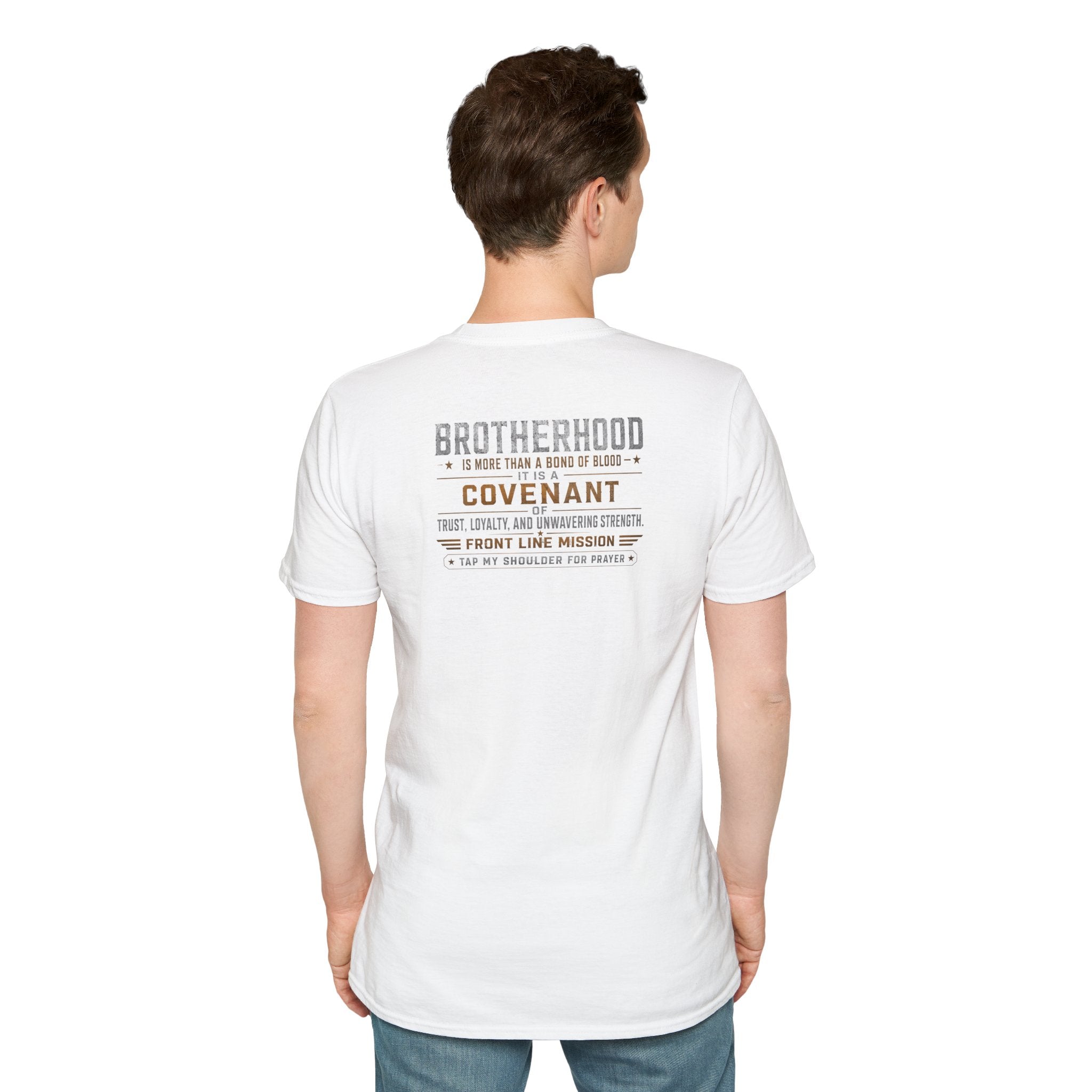 Front Line Mission Logo T‑Shirt — Small Chest Emblem Comfort Tee