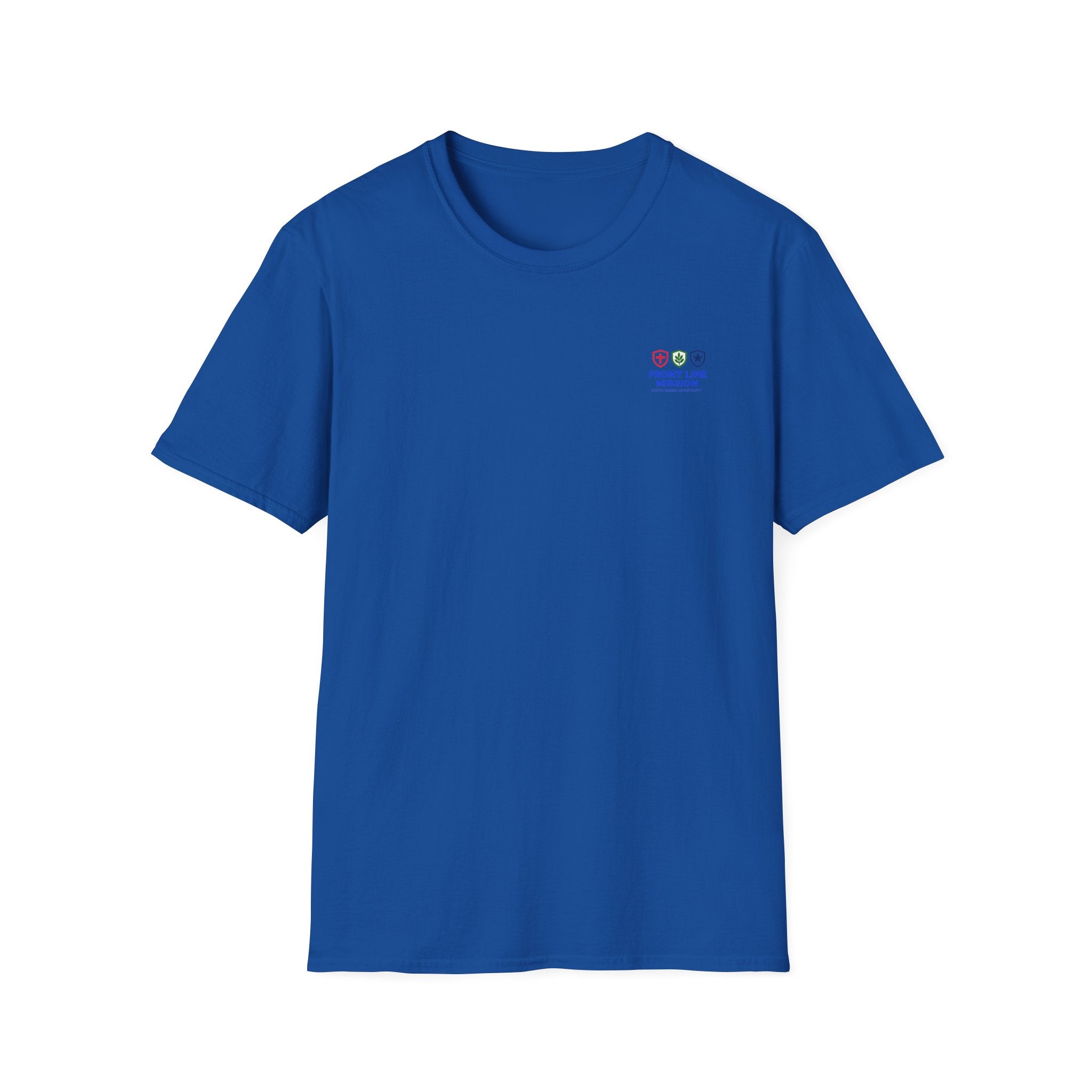 Front Line Mission Logo T‑Shirt — Minimal Small Chest Graphic
