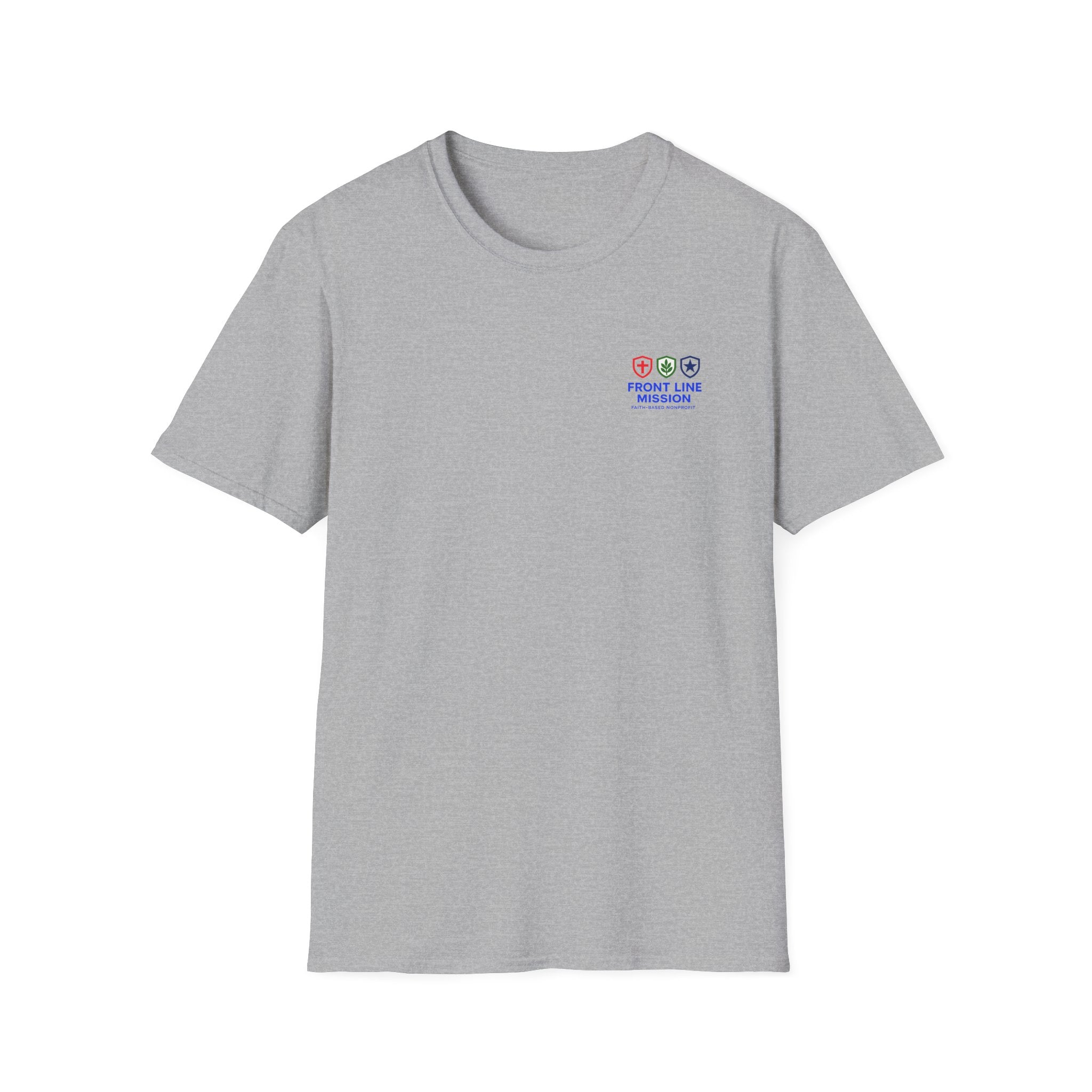Front Line Mission Logo T‑Shirt — Small Chest Emblem Comfort Tee