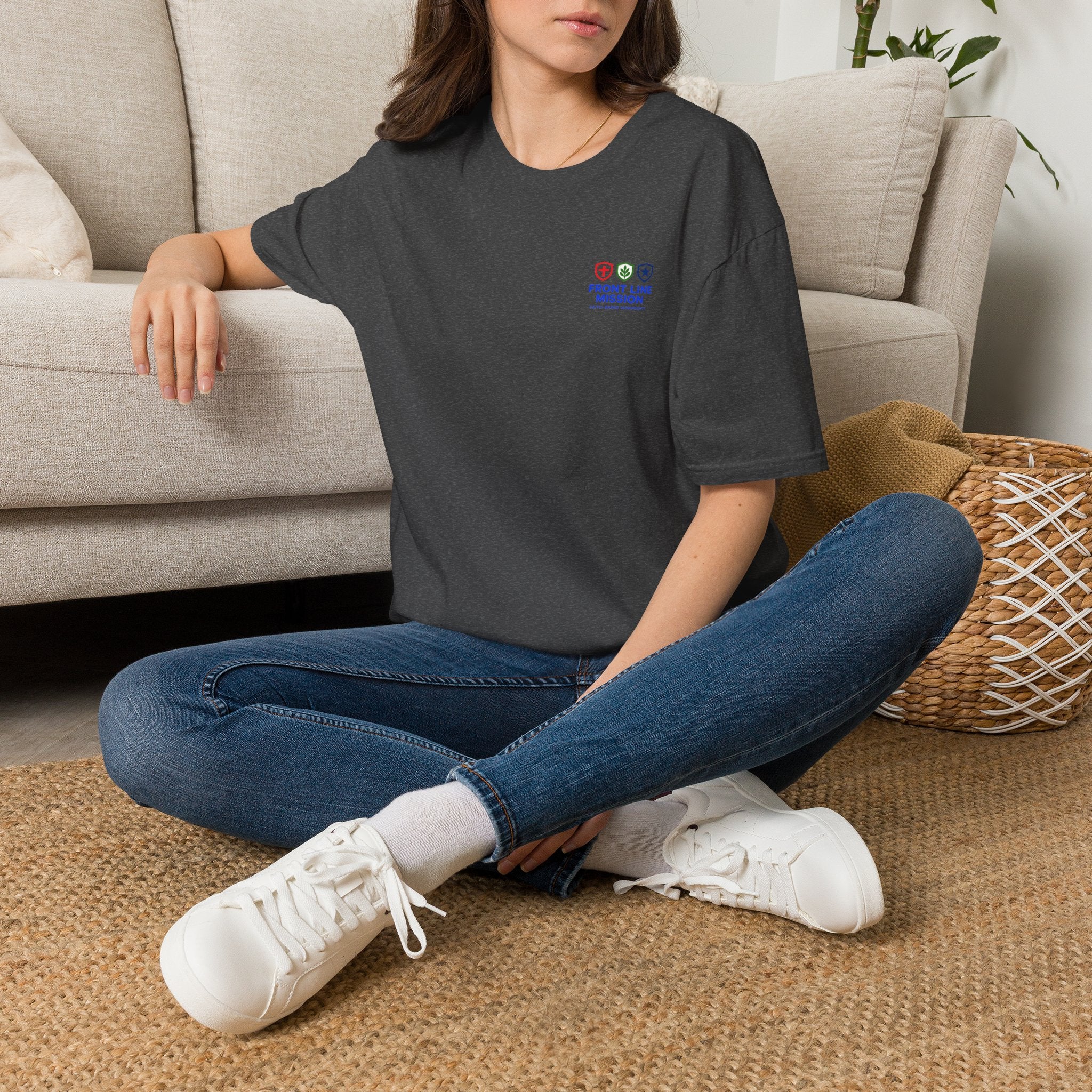 Front Line Mission Logo T‑Shirt — Small Chest Emblem Comfort Tee