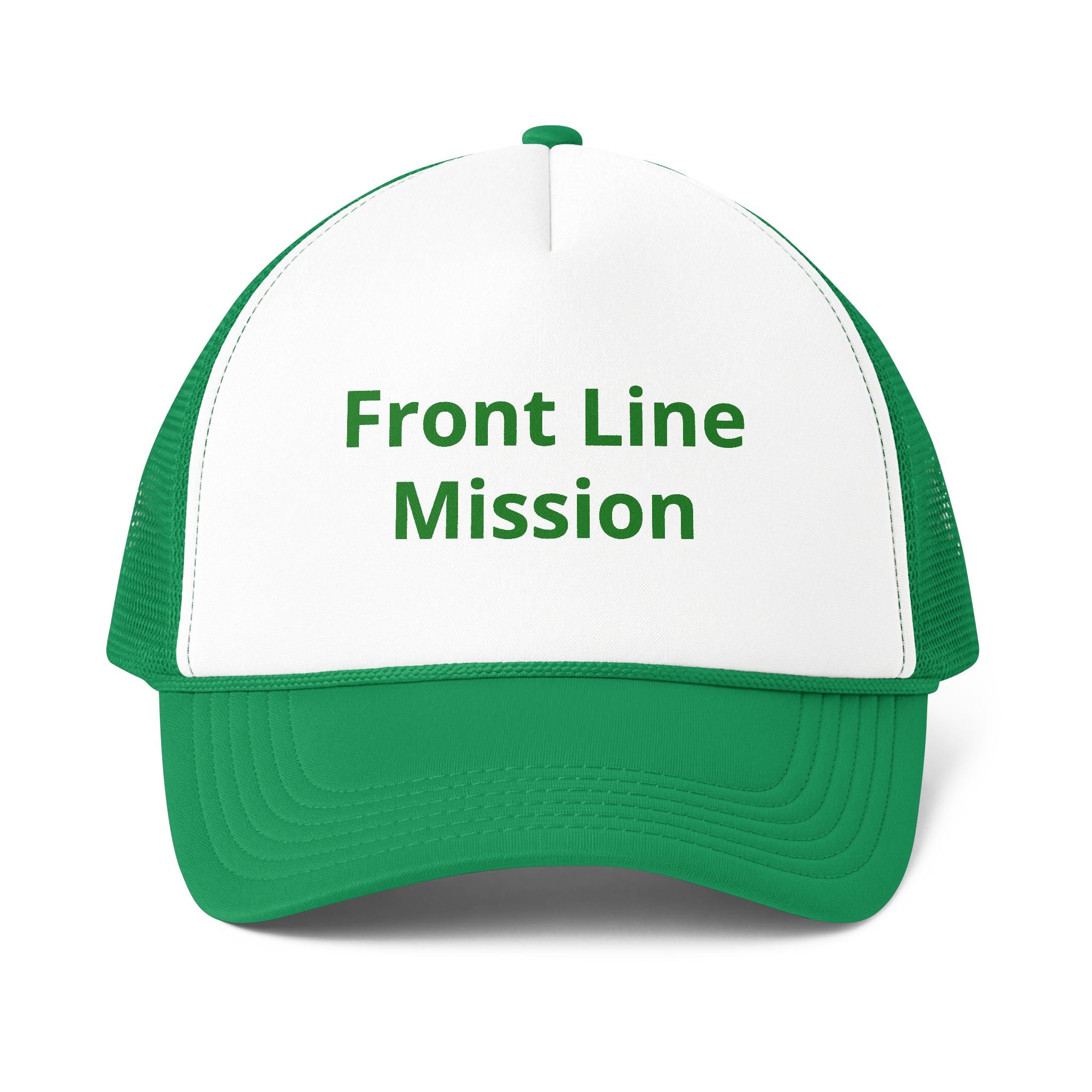Frontline Mission Trucker Cap — Embroidered Foam Mesh-Back Hat