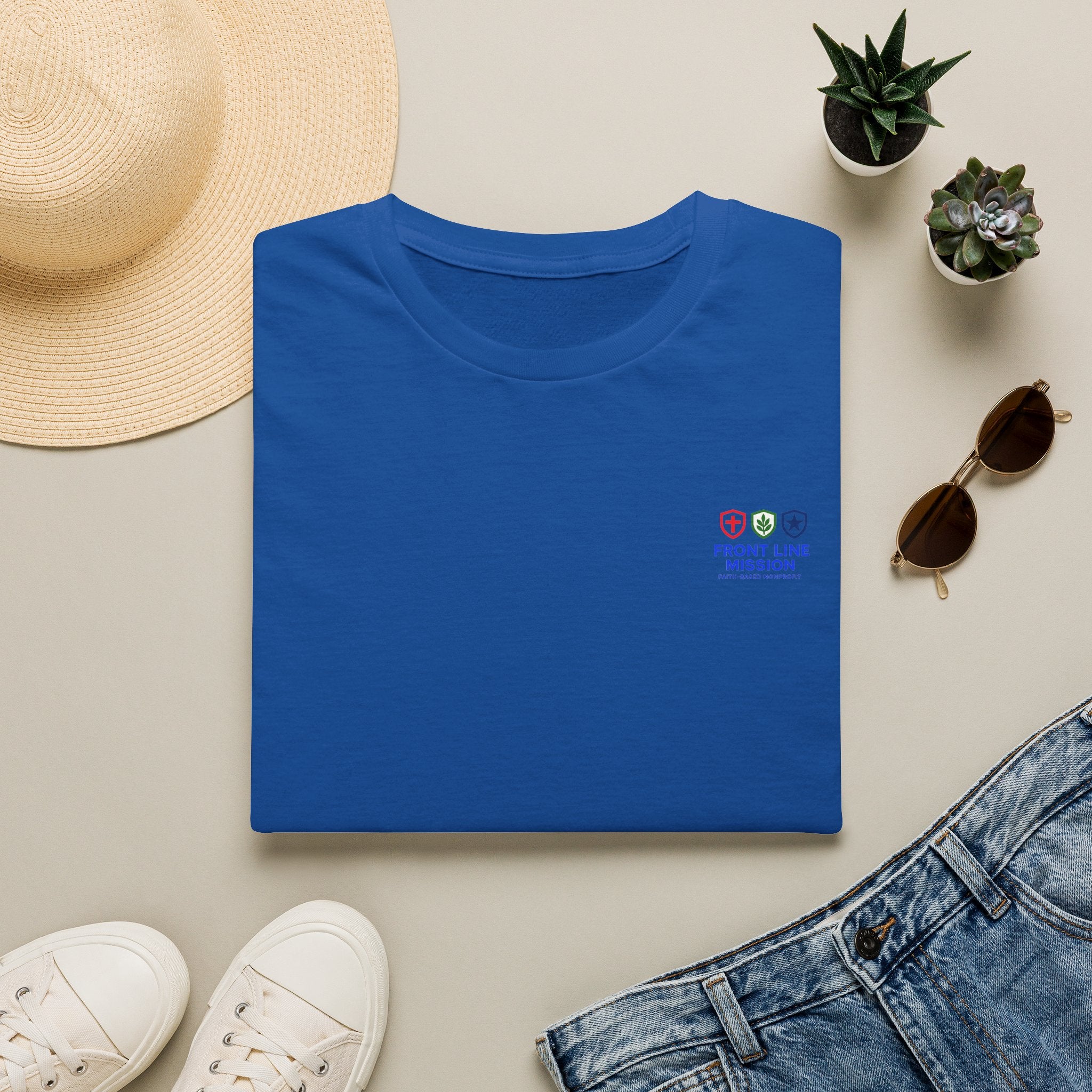 Front Line Mission Logo T‑Shirt — Minimal Small Chest Graphic