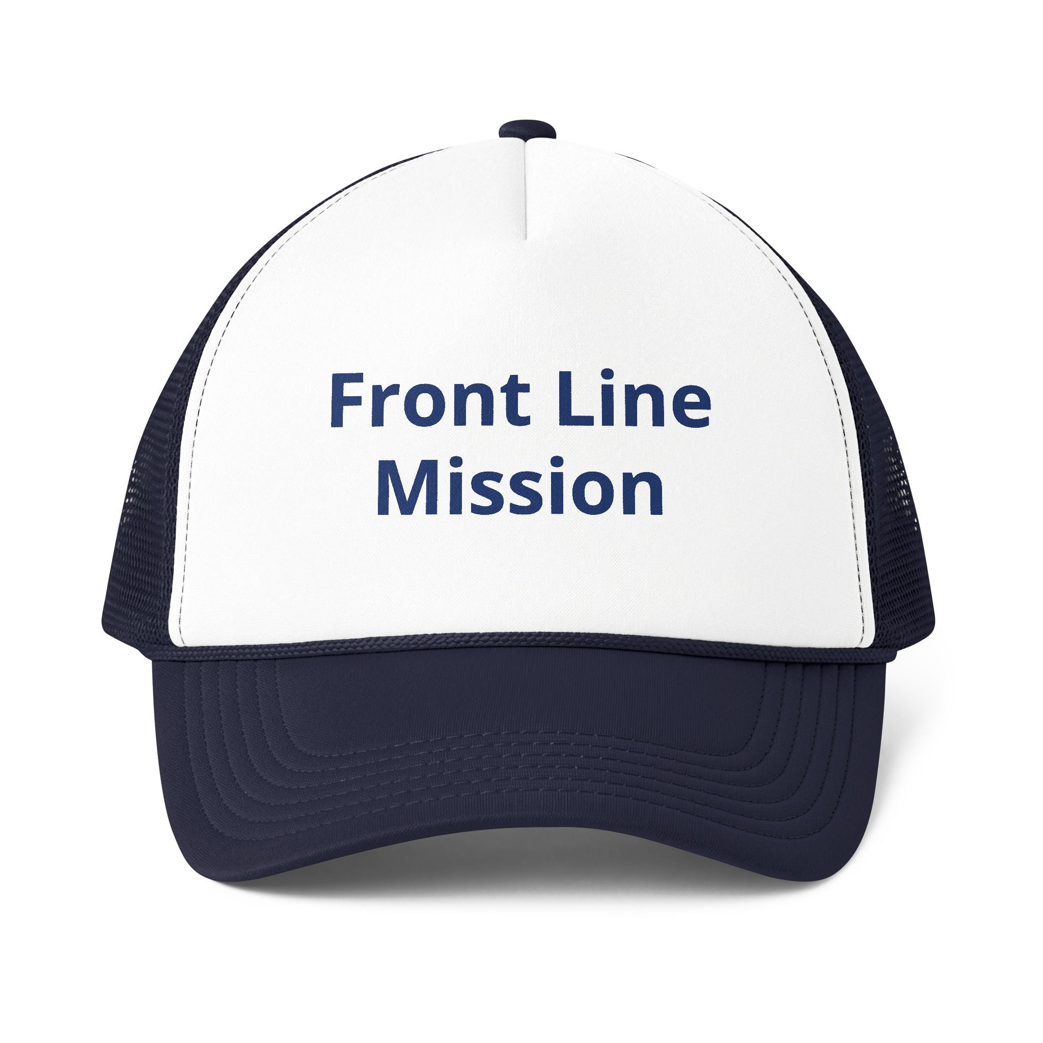 Frontline Mission Trucker Cap — Embroidered Foam Mesh-Back Hat