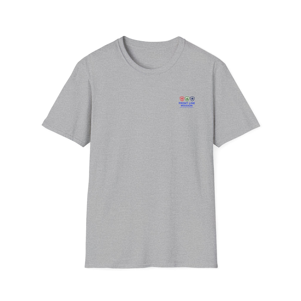 Front Line Mission Logo T‑Shirt — Minimal Small Chest Graphic