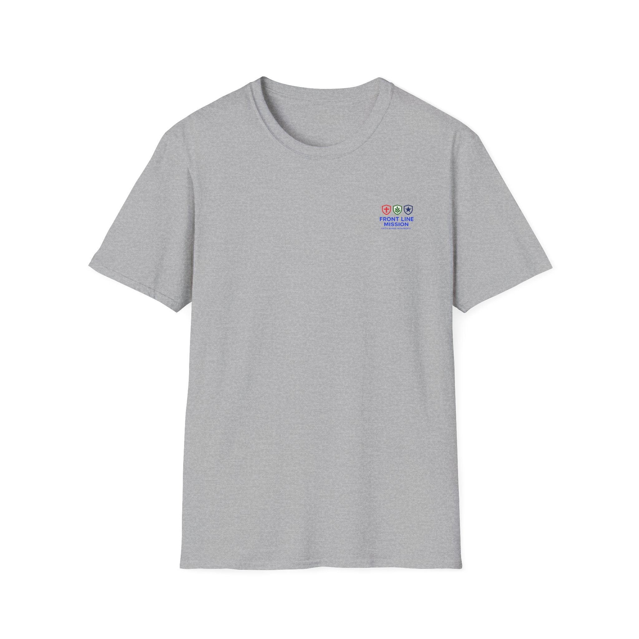Front Line Mission Logo T‑Shirt — Minimal Small Chest Graphic