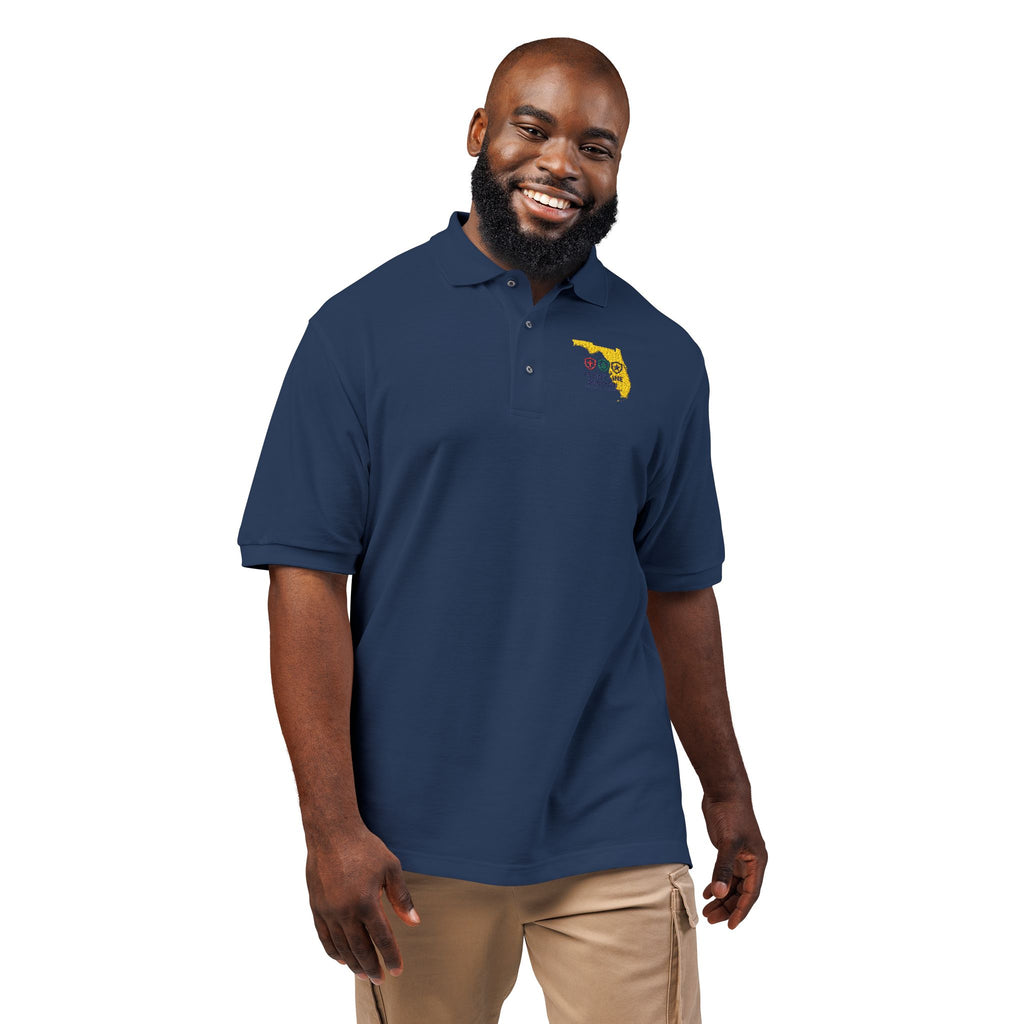 Florida Floral Map Embroidered Polo Shirt