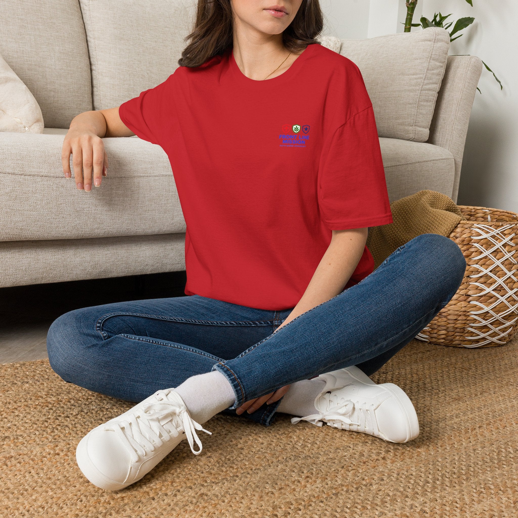 Front Line Mission Logo T‑Shirt — Small Chest Emblem Comfort Tee