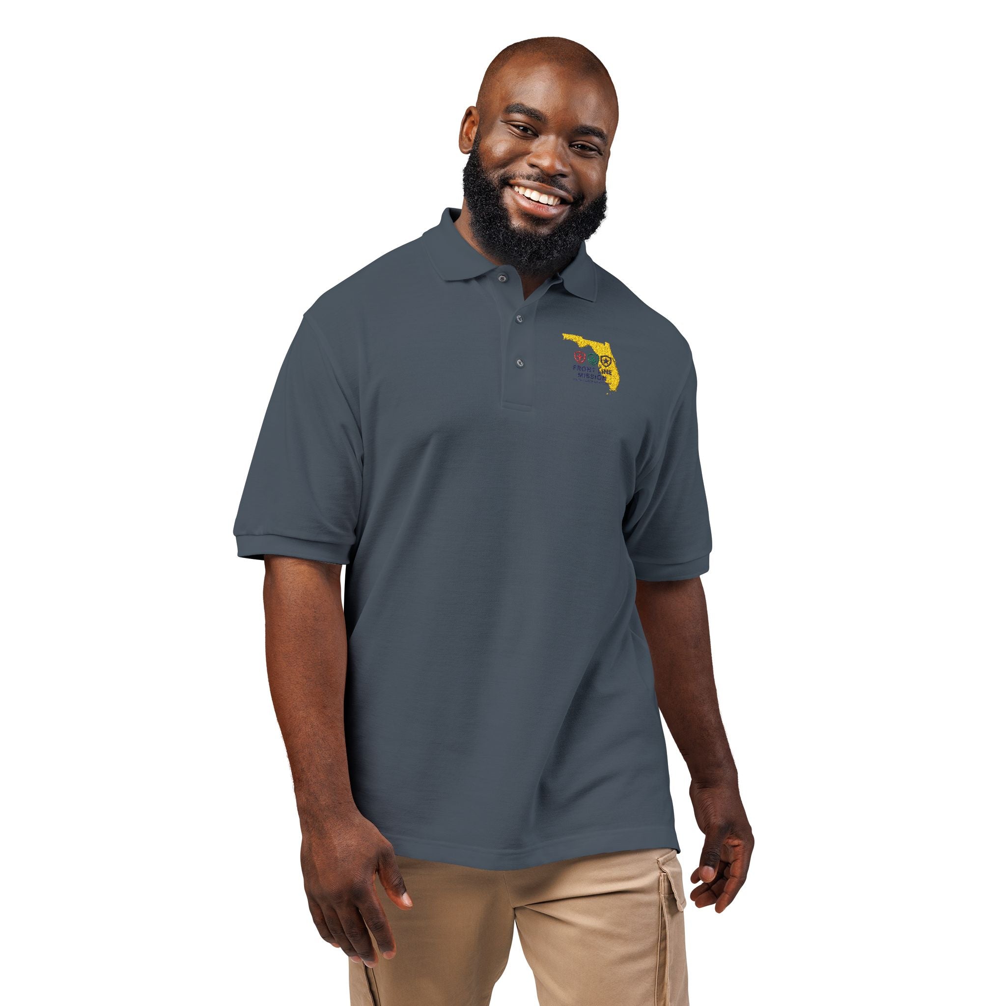 Florida Floral Map Embroidered Polo Shirt