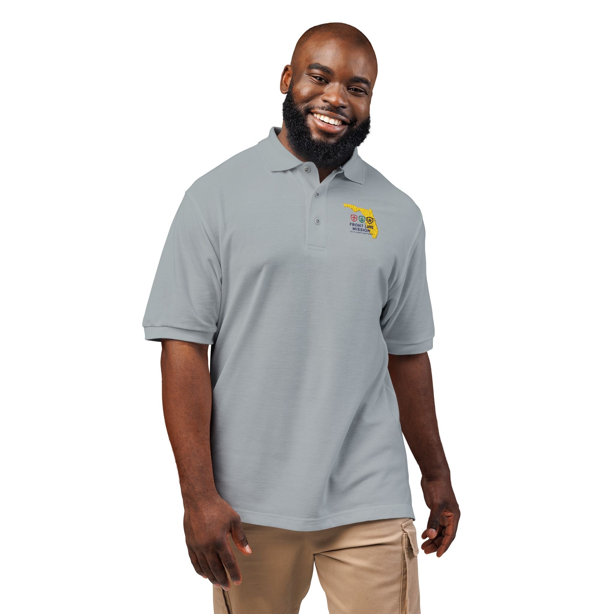 Florida Floral Map Embroidered Polo Shirt