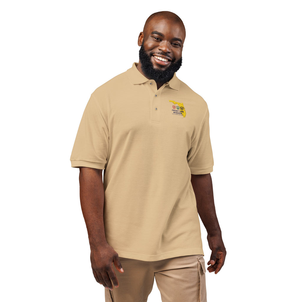 Florida Floral Map Embroidered Polo Shirt