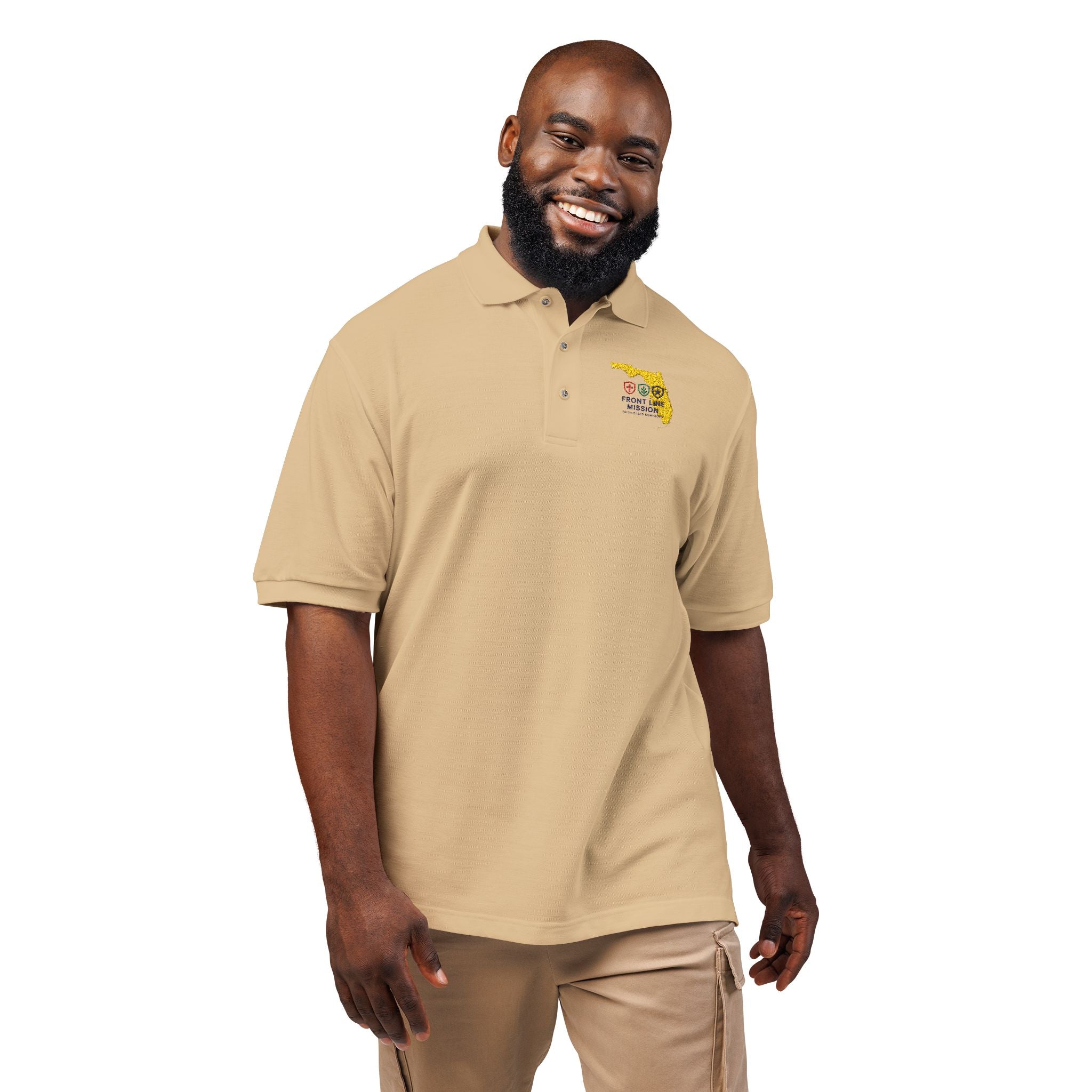 Florida Floral Map Embroidered Polo Shirt