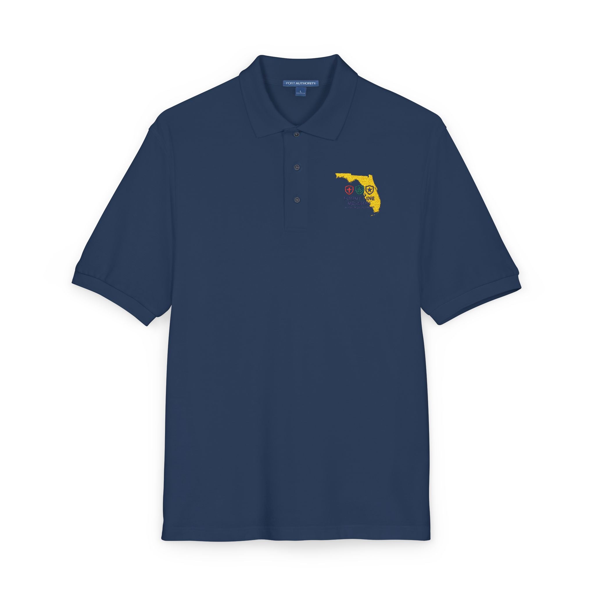 Florida Floral Map Embroidered Polo Shirt