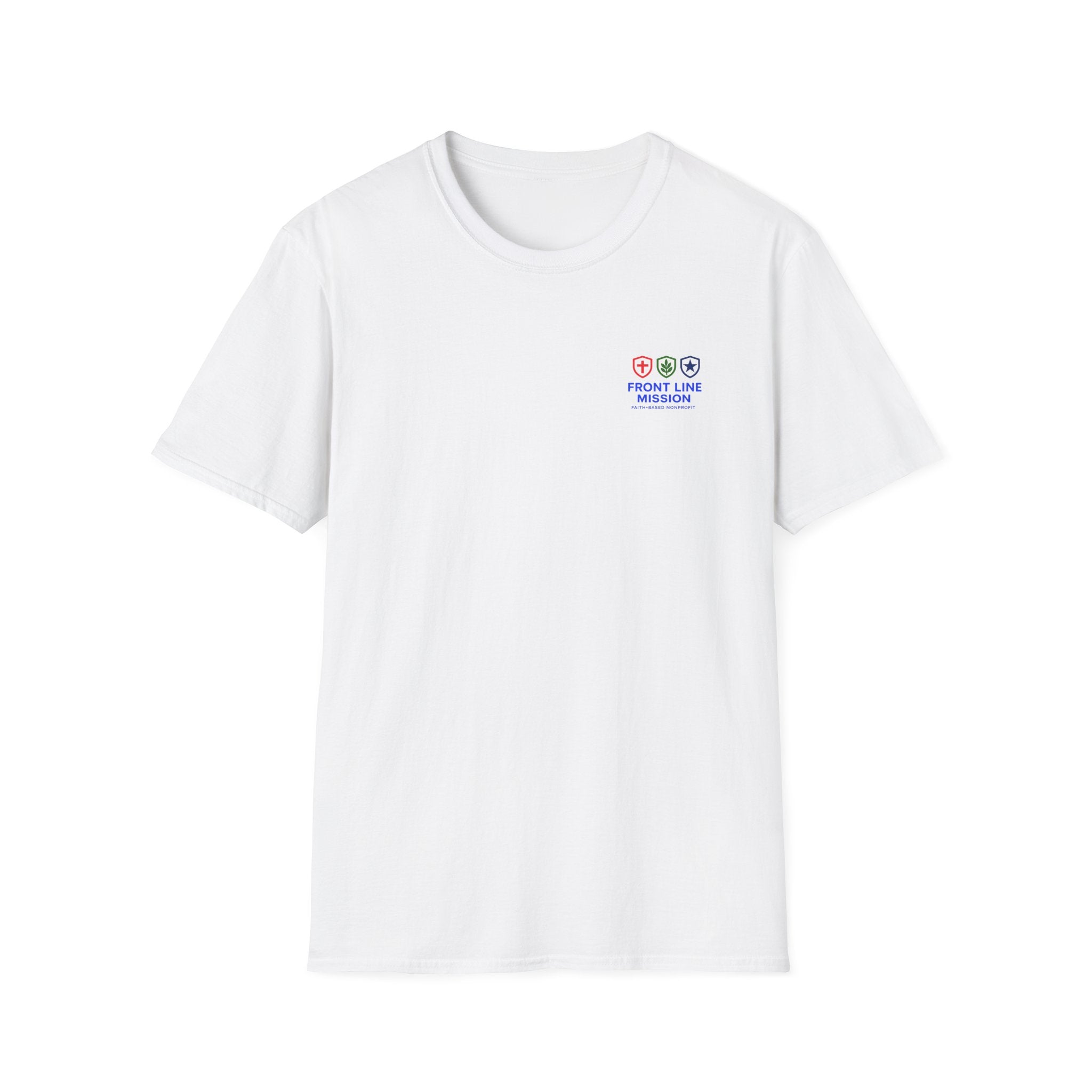 Front Line Mission Logo T‑Shirt — Small Chest Emblem Comfort Tee