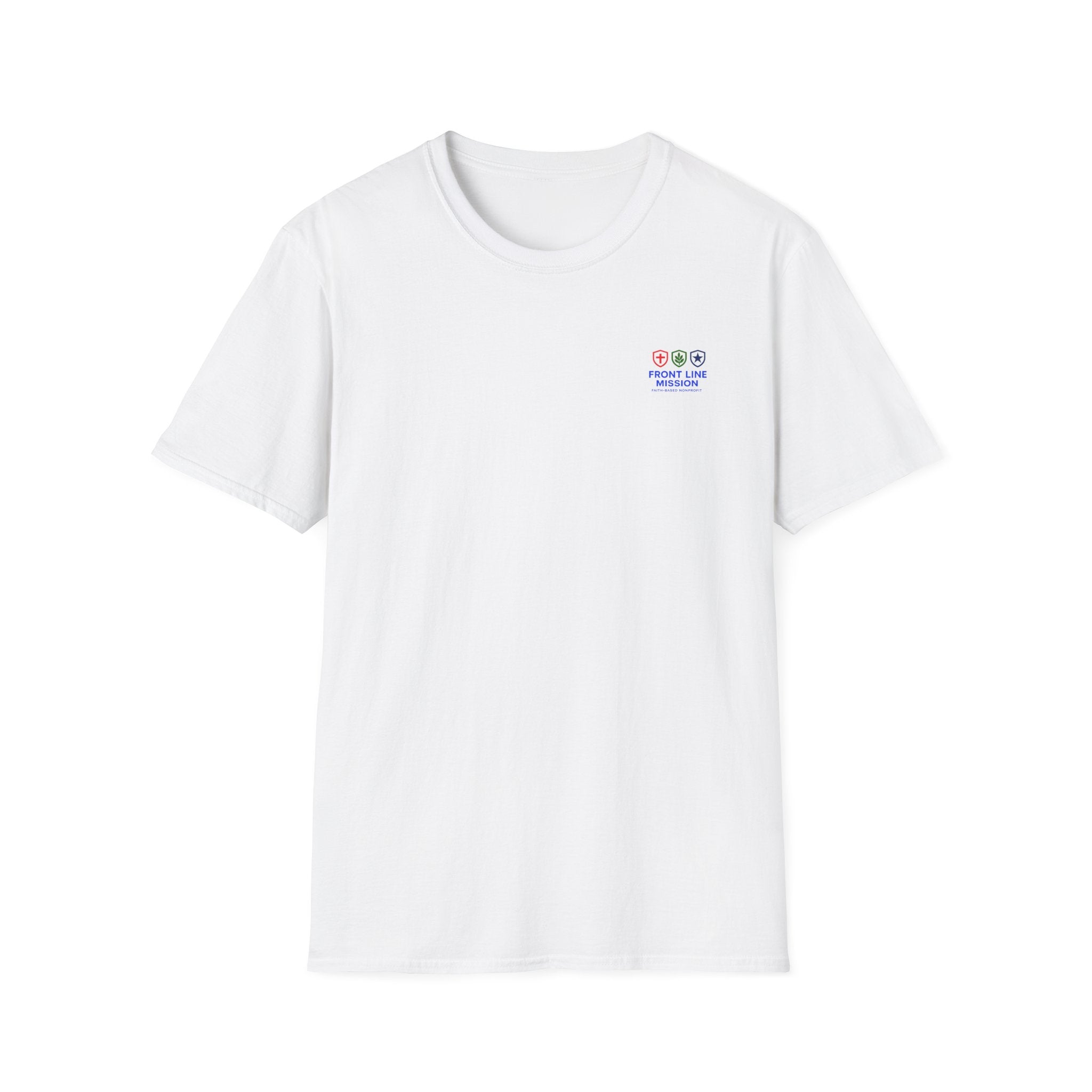 Front Line Mission Logo T‑Shirt — Minimal Small Chest Graphic