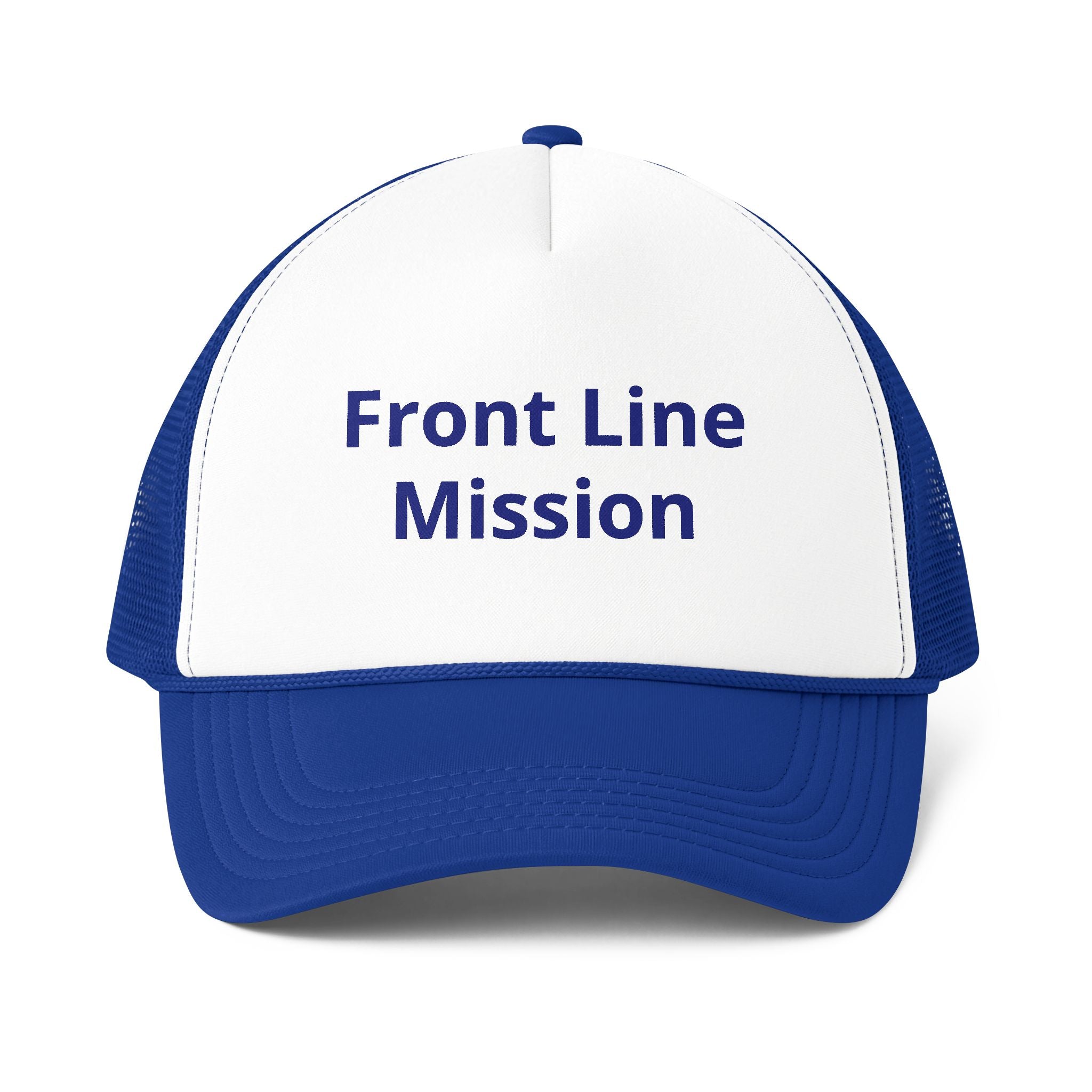 Frontline Mission Trucker Cap — Embroidered Foam Mesh-Back Hat