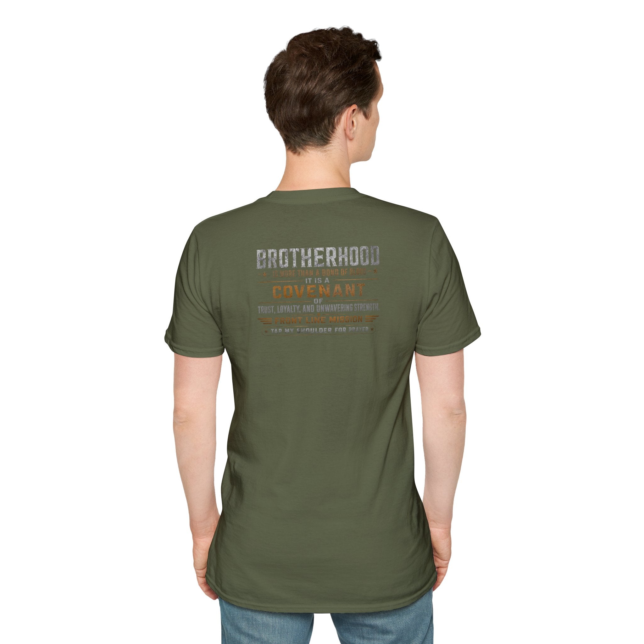 Front Line Mission Logo T‑Shirt — Small Chest Emblem Comfort Tee