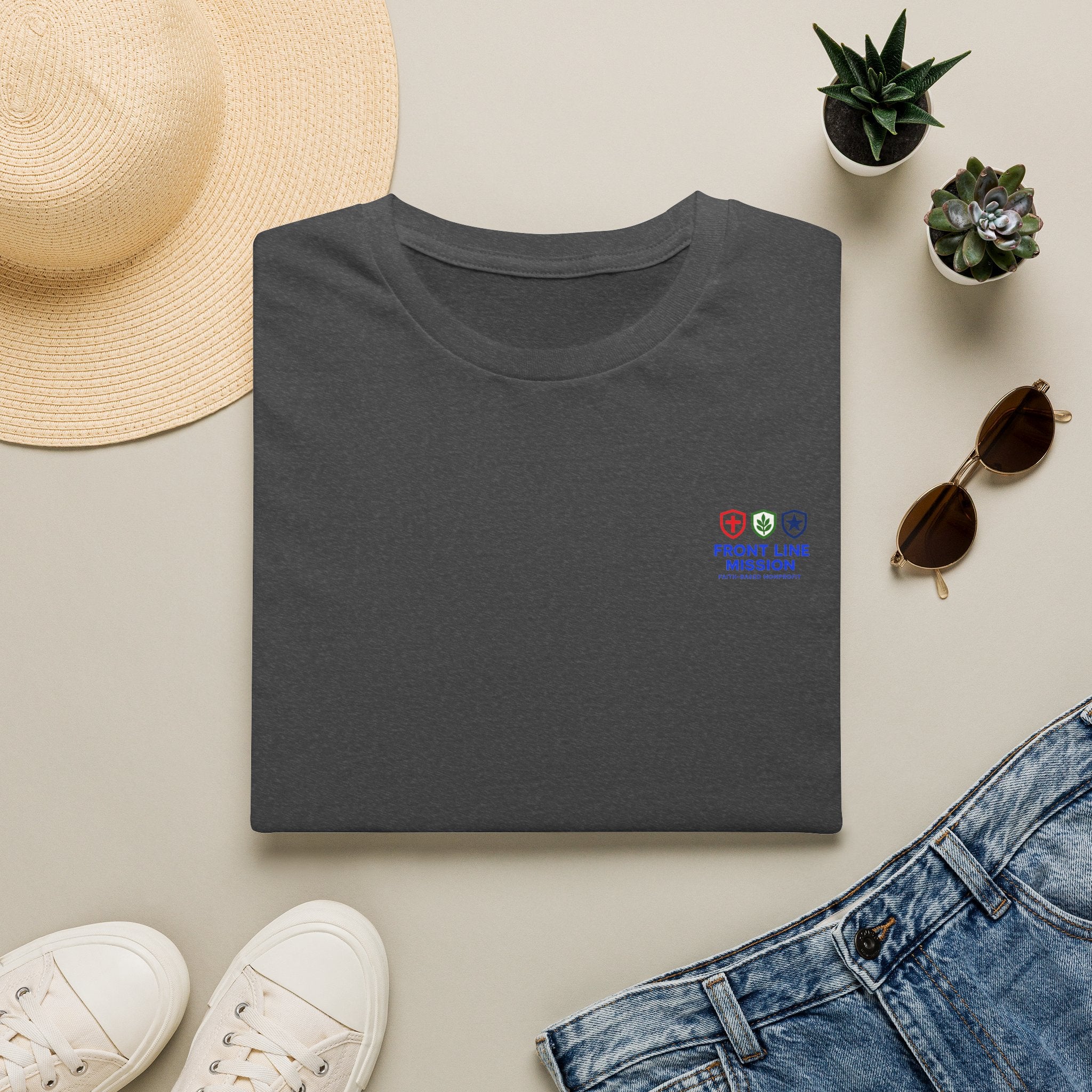Front Line Mission Logo T‑Shirt — Minimal Small Chest Graphic