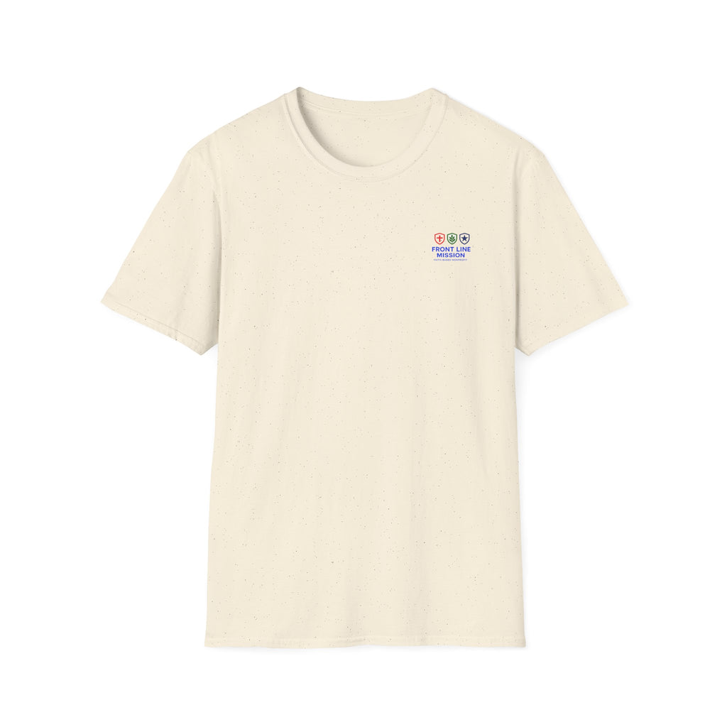Front Line Mission Logo T‑Shirt — Minimal Small Chest Graphic