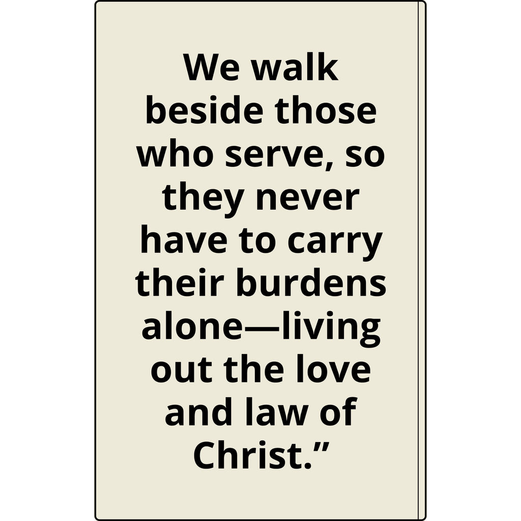 Vegan Leather Journal — Front Line Mission Engraved Faith-Based Notebook (Galatians 6:2)