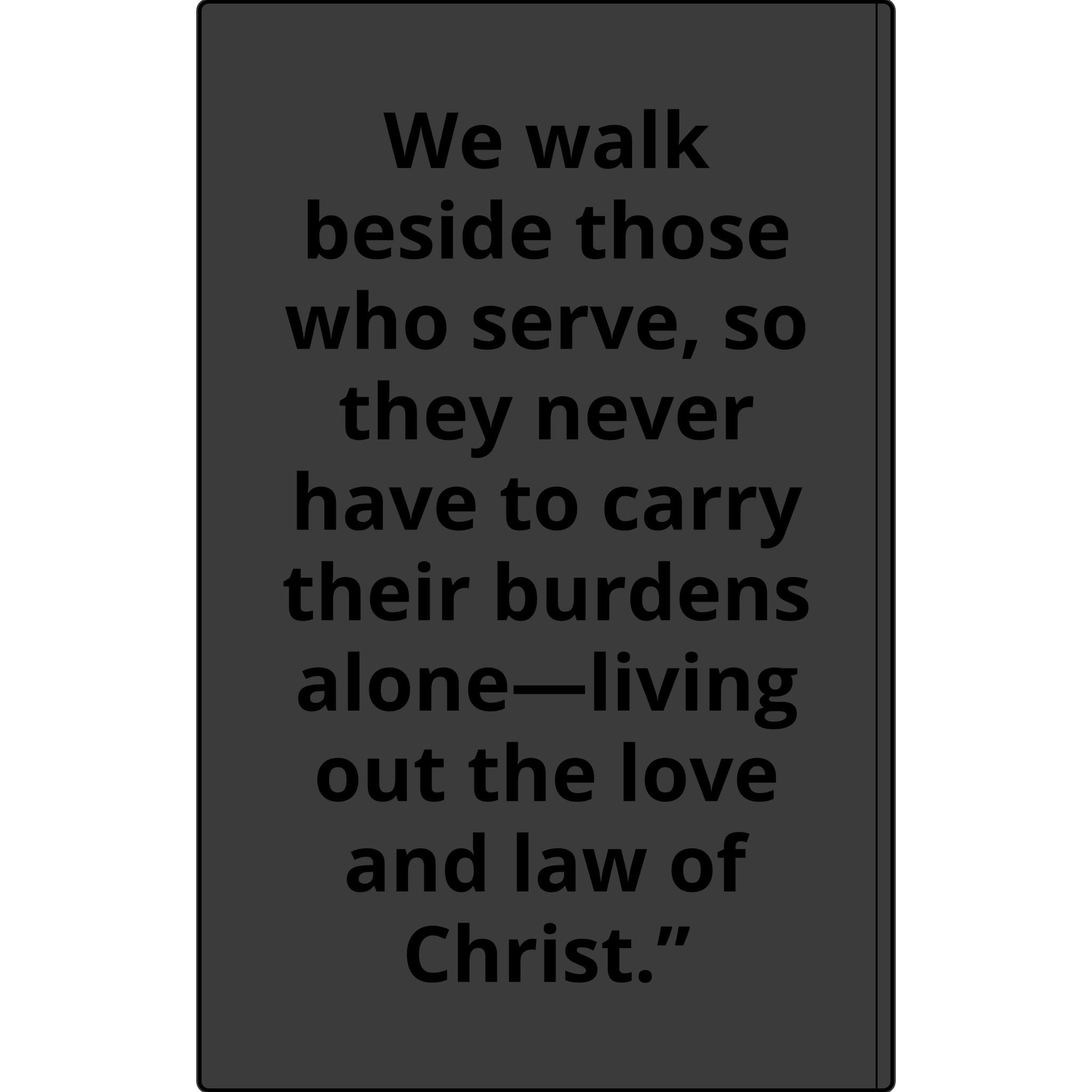 Vegan Leather Journal — Front Line Mission Engraved Faith-Based Notebook (Galatians 6:2)
