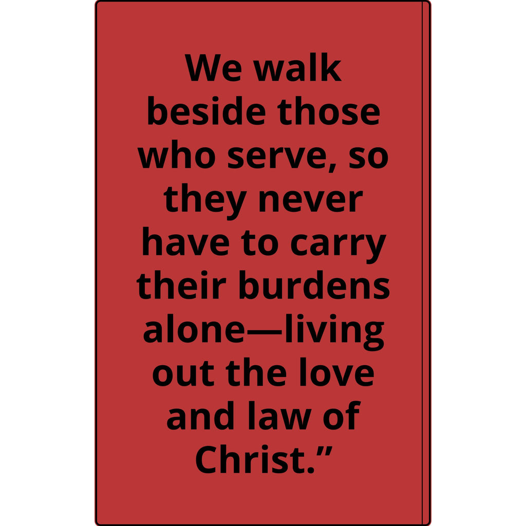 Vegan Leather Journal — Front Line Mission Engraved Faith-Based Notebook (Galatians 6:2)