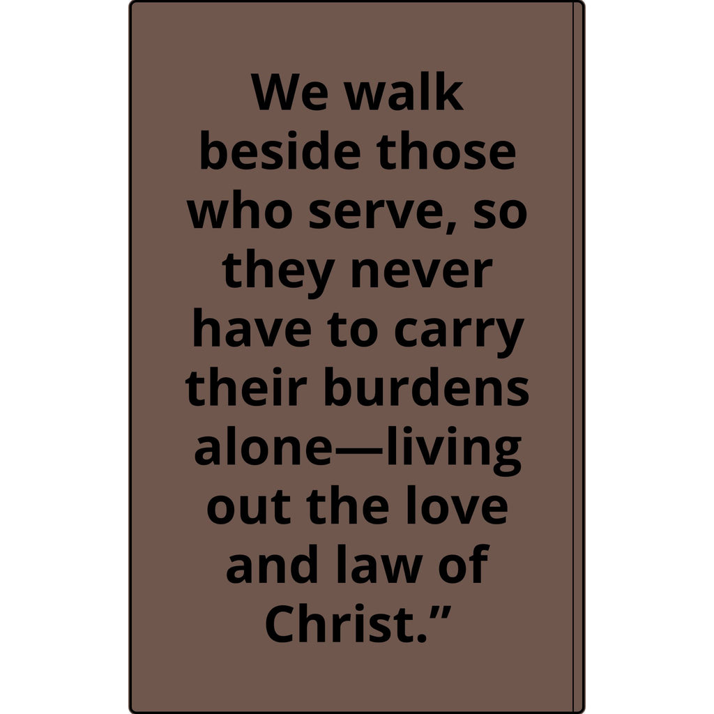 Vegan Leather Journal — Front Line Mission Engraved Faith-Based Notebook (Galatians 6:2)